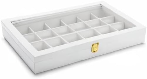 Oirlv Premium Blue Leather 24 Grid Jewelry Tray with Transparent Lid Earrings Rings Organizer Box Stackable Jewelry Box Drawer Inserts Women Gift - Image 10