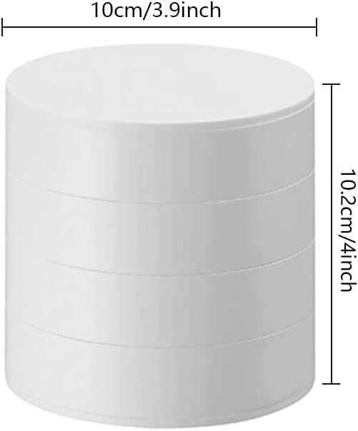Jewelry Organizer Small Jewelry Storage Box 4-Layer Rotating Travel Jewelry Tray Holder for Women Bracelets Rings Bracelets Earrings (White) - Image 7