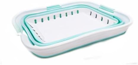 SAMMART 42L (11 gallon) Collapsible Plastic Laundry Basket - Foldable Pop Up Storage Container/Organizer - Space Saving Hamper/Basket (1, White/Lake Green) - Image 8