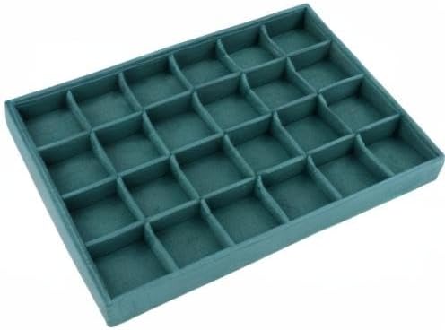 Large Velvet Jewelry Tray, Drawer Organizer for Jewelry in Dresser, Stackable Jewelry Drawer Organizer Inserts for Earring Necklace Bracelet Rings(Green,24grid) - Image 8