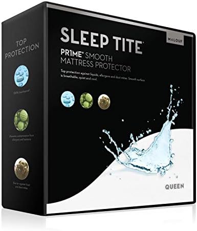 MALOUF PR1ME Smooth 100% Waterproof Hypoallergenic Mattress Protector, Split Head King, White