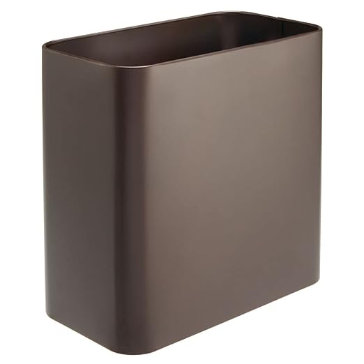 mDesign Small Metal 2.4 Gallon/9 Liter Trash Can Wastebasket Garbage Bin for Bathroom, Slim Rubbish Waste Bin Trashcans - Mirri Collection - Bronze - Image 5