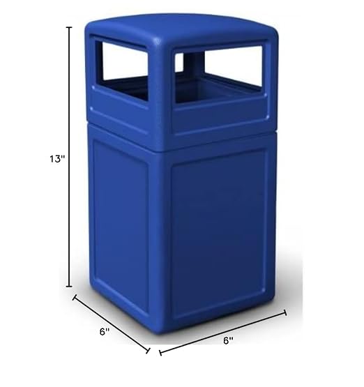 Commercial Zone-73290499 PolyTec 42 Gallon Square Waste Container with Dome Lid Color: Blue - Image 2