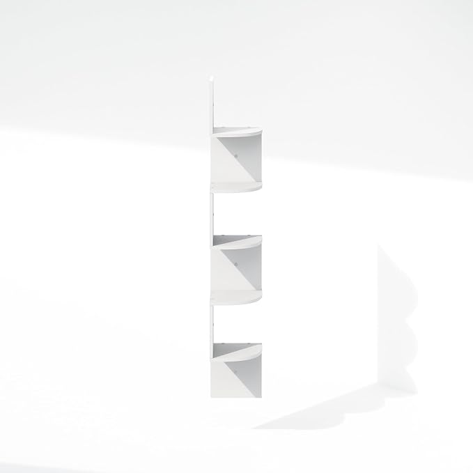 Furinno Rossi 5-Tier Floating Corner Shelf for Wall, Corner Zigzag Shelf Wall Mounted, Radial Wall Mount Shelves, for Home Office, Living Room, Bedroom, Bathroom, White - Image 6