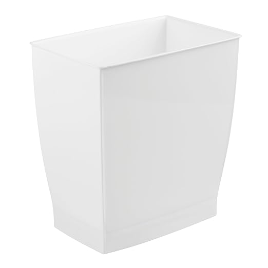 iDesign Small Plastic Bathroom Trash Can, Slim Rectangle Garbage Bin for Bedroom, Office, Dorm, 2-Pack, White - Image 9