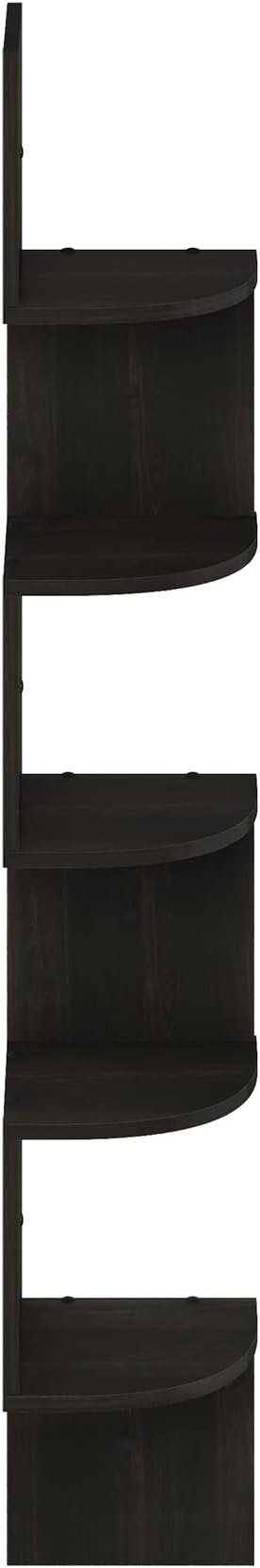 Furinno Rossi 5-Tier Floating Corner Shelf for Wall, Corner Zigzag Shelf Wall Mounted, Radial Wall Mount Shelves, for Home Office, Living Room, Bedroom, Bathroom, Espresso - Image 6