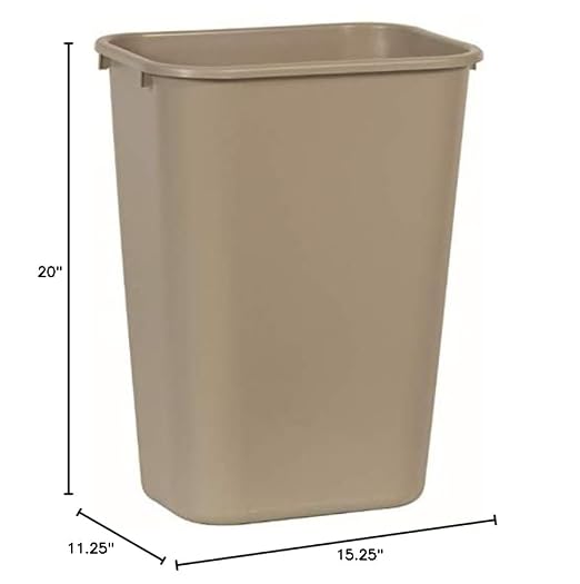 Rubbermaid Commercial Products Deskside Wastebasket/Trash Can, 10.25-Gallon/41-Quart, Beige, Plastic, Garbage Can for Home/Office, Fits Under Desk/Sink/Cabinet, Pack of 12 - Image 3