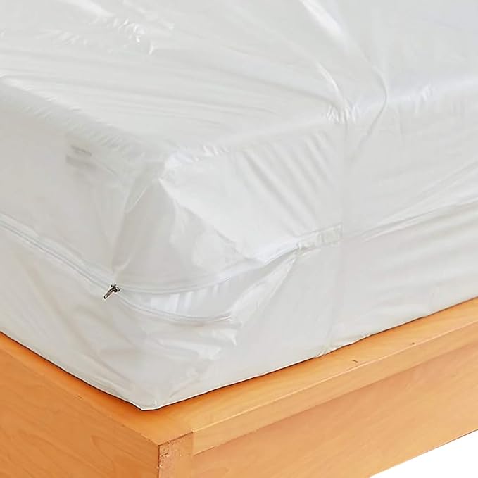 Waterproof Zippered Plastic Mattress Protector Encasement, Vinyl Mattress Bed Cover Proof (Twin)
