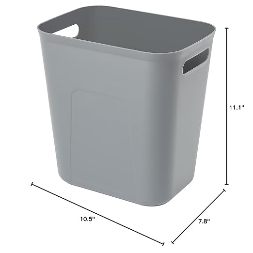 UUJOLY Plastic Small Trash Can Wastebasket, Garbage Container Basket for Bathrooms, Laundry Room, Kitchens, Offices, Kids Rooms, Dorms, 3.5 Gallon, 3.5 Gallon, Grey - Image 7