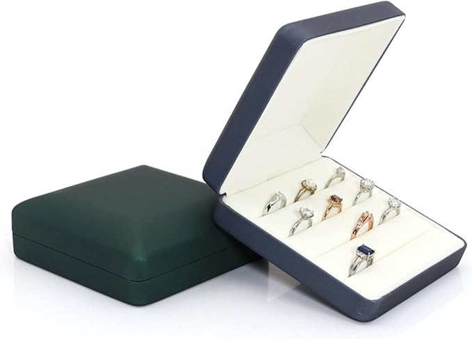 Small Ring Organizer Box, Portable Rings Jewelry Holder Case, Modern Ring Storage Tray Fit for Women, Girl for Travel (Green) - Image 5