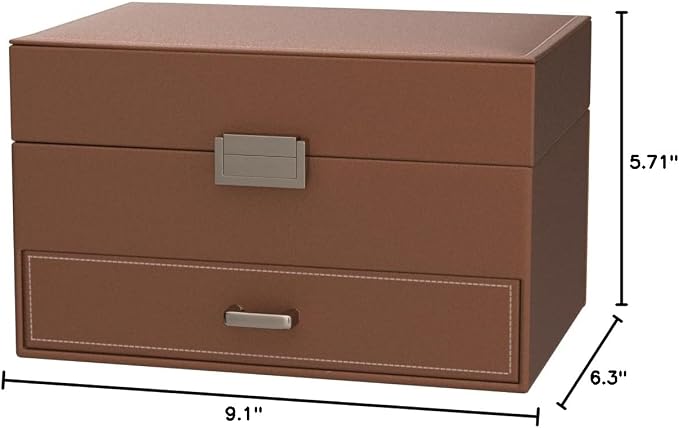 Dajasan Jewelry Organizer Box, Large Jewelry Boxes for Women Girls, Space-Saving 3 Layers Jewelry Storage Case with Drawer, Movable Metal Stand, Modern, Gift Idea (Champagne) - Image 8