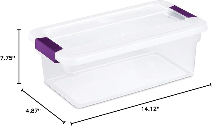 Sterilite 17511712 6 Quart Clearview Latch Storage Container with Plum Handles - Image 7
