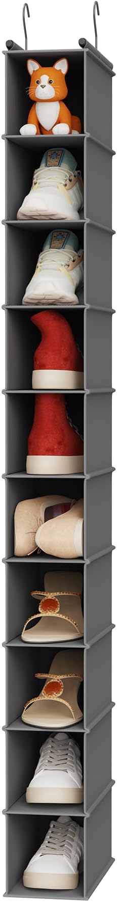 MAX Houser 10-Shelf Hanging Shoe Shelf Organizer, Hanging Shoe Storage for Closet (Grey) - Image 9