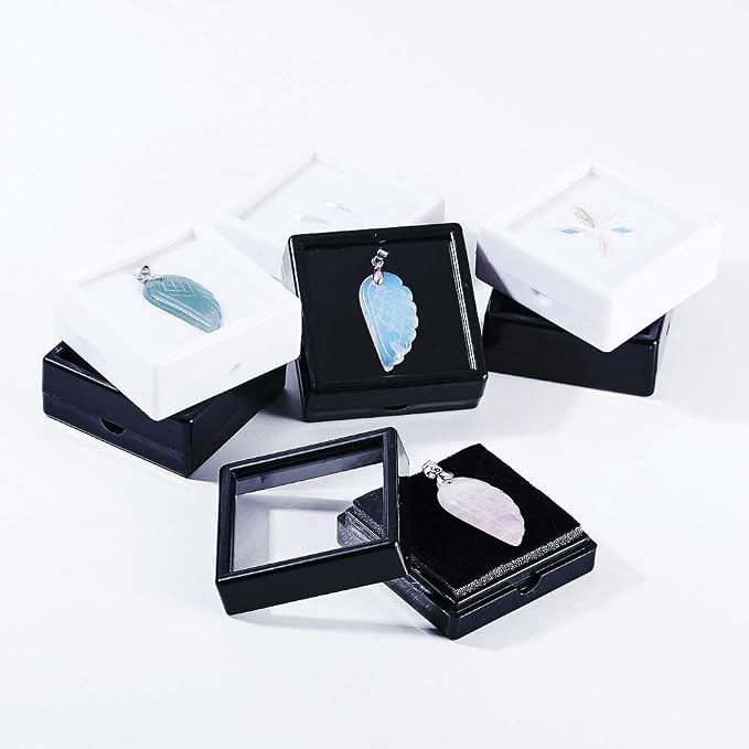 BENECREAT 12PCS Gemstone Display Box - 2" x 0.8" White Jewelry Box with Clear Lid for Gems, Rings, Earrings, Craft Storage - Image 6
