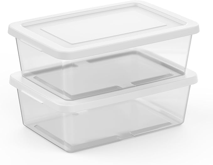 Sterilite 45 Pack Storage Box, 12 Quart Stackable Tote, Clear Plastic Container with Secure Snapping Lids for Home and Office Organization, White - Image 7