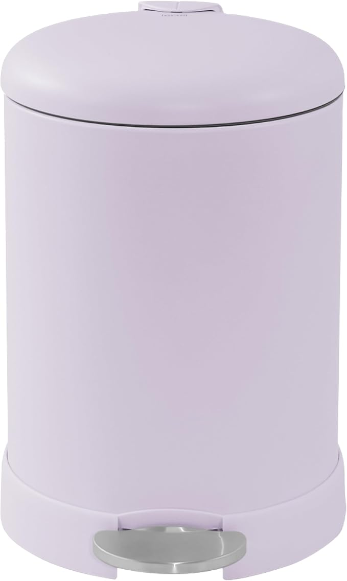 Glad Small Trash Can, 1.2 Gallon | Round Stainless Steel Garbage Bin with Soft Close Lid & Step Foot Pedal | Metal Waste Basket with Removable Inner Bucket, Lavender - Image 7