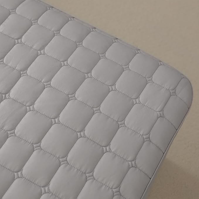Quilted 100% Cotton Mattress Cover – 6 Colors, Machine Washable, Breathable & Stretchy, Fits up to 16-Inch Deep, Twin/Full/Queen/King (Gray, Full)
