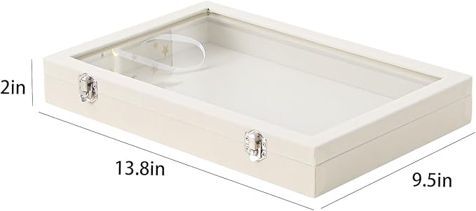 Coward Jewelry Organizer Box, Beige Velvet Blank Display Tray Case with Lid for Storage Necklaces Bracelets Rings Beads and Jewelry Accessories - Image 6