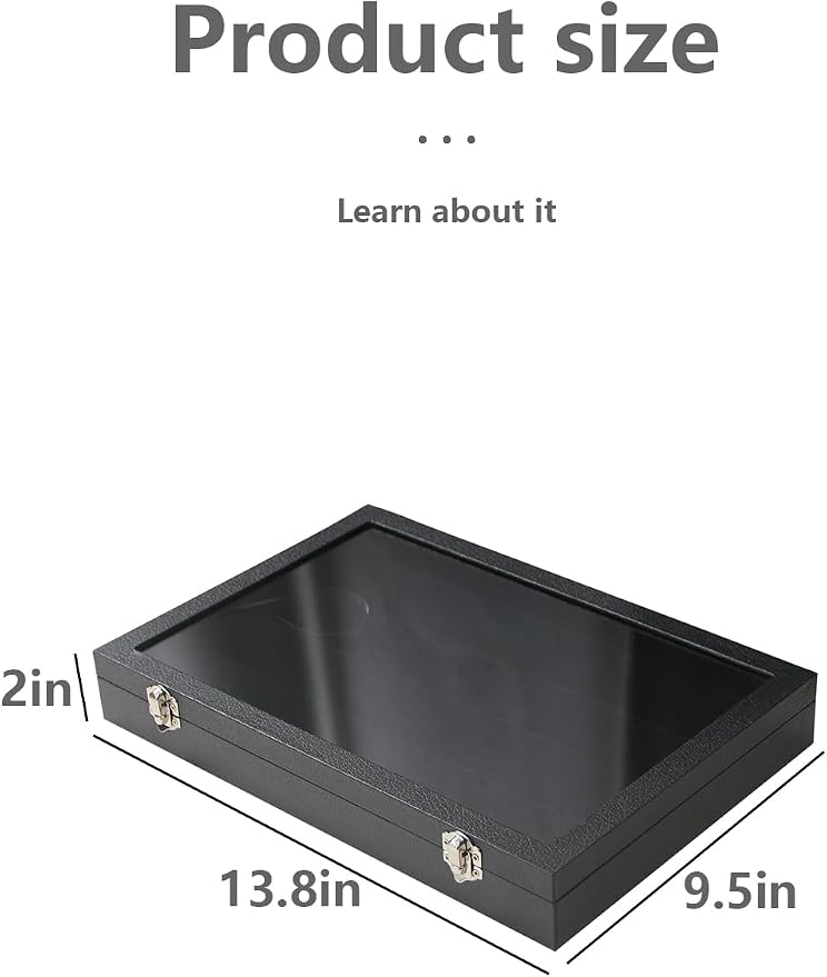 Coward Earring Organizer Tray Box, Black Velvet Earring Jewelry Display Storage Tray Case with Transparent Glass Lid for Home Drawer or Shop Selling - Image 5