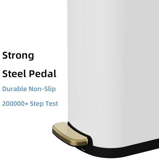 KSSKSS 2.6 Gallon Slim Bathroom Trash Can with Soft Close Lid, 10L Stainless Steel Garbage Can with Removable Liner Bucket, for Narrow Spaces, Bathroom, Bedroom (White) - Image 7