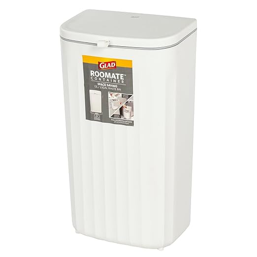 Glad Roomate Under Counter Waste Bin | Space Saving Small Trash Can for Kitchen Cabinet, Bathroom or Office | Dual Lid for Ease of Opening, 12 Liter, White - Image 7