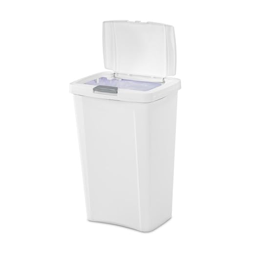 Sterilite 13 Gallon TouchTop Wastebasket Trash Can Garbage Recycle Bin with Titanium Latch for Kitchen, Garage, Basement, or Office, White (12 Pack) - Image 9