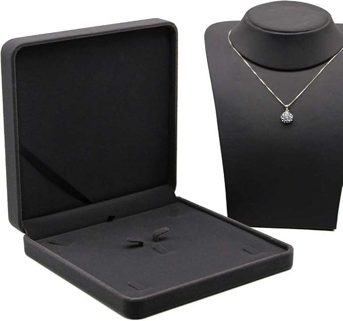 Jewelry Set Velvet Box Necklace Earring Ring Necklace Bracelet Gift Display Case Wedding Jewelry Storage Holder (Deep Gray) - Image 3