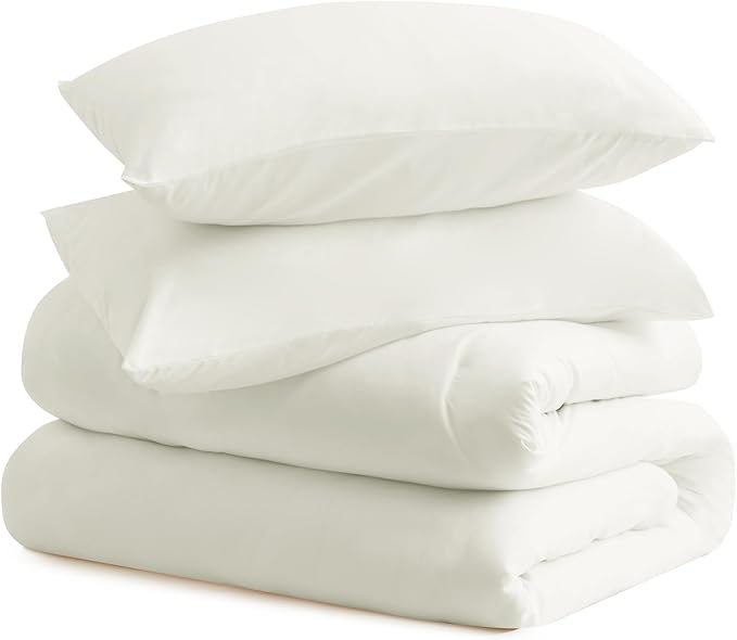 CozyLux Queen Comforter Set Ivory, 3 Pieces Solid Comforters Queen Size Breathable Quilted Bedding Sets, Luxury Soft Lightweight Bed Set with Down Alternative Comforter and 2 Pillowcases All Seasons