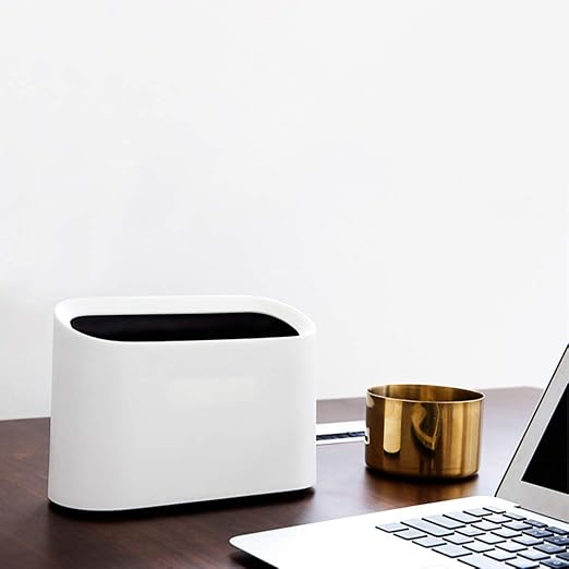 SUBEKYU 0.4 Gal Mini Countertop Trash Can, Small Desktop Garbage Can for Office, Tiny Wastebasket, Plastic, White - Image 8