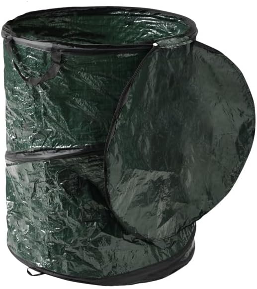 Collapsible Trash Can - Pop Up 44-Gallon Outdoor Portable Garbage Bag Holder with Zippered Lid - Recycle Bin for Camping or Parties by Wakeman (Green) - Image 7
