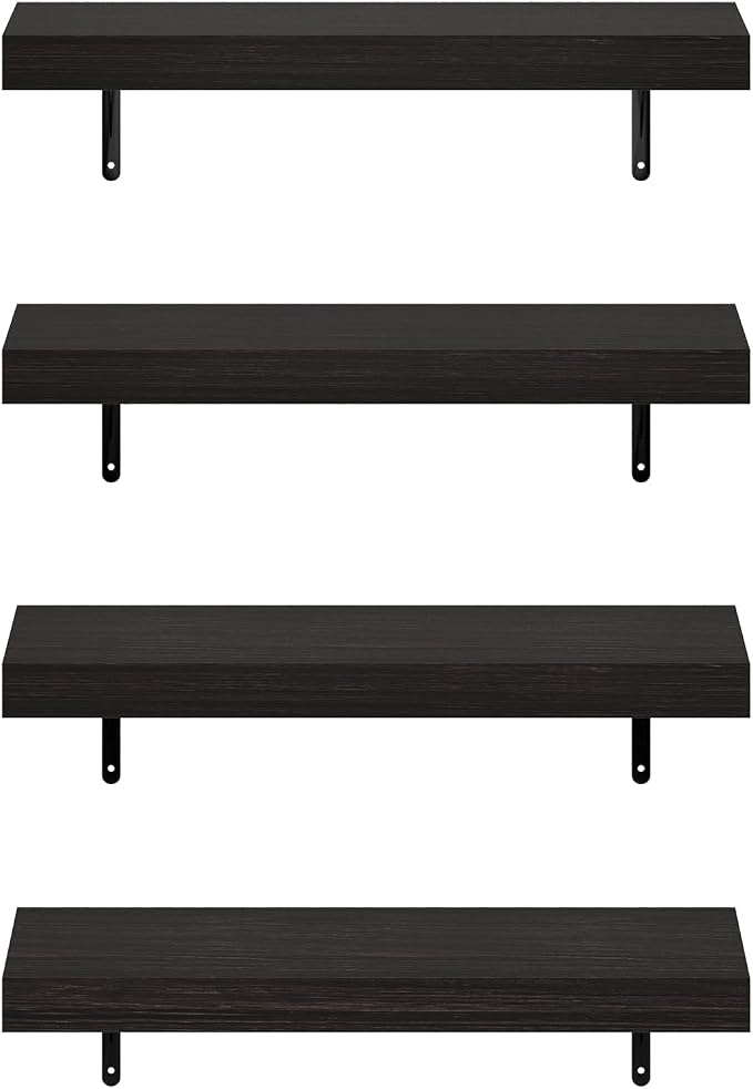 Furinno Tanna Floating Shelves for Wall Set of 4, 22-Inch Wall Shelf, Triple Thick Floating Mounted Shelf, for Bathroom, Home Office, Living Room, Tobacco Oak - Image 6