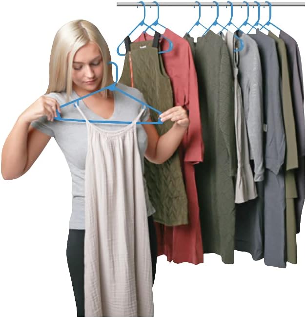 Sharpty Plastic Hangers Clothes Hangers for Clothing, Closet, Coats & Shirts - Durable & Space Saving - for Everyday Standard Use, Room Essentials & Basics - 20 Pack - Blue - Image 7