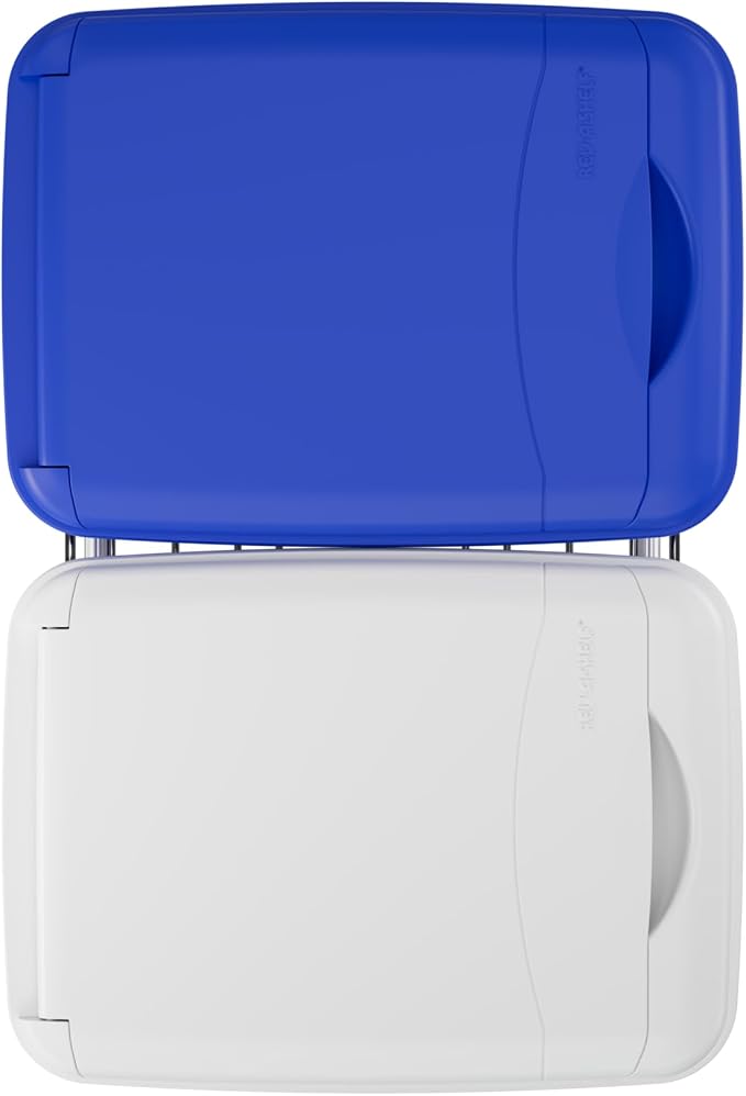Rev-A-Shelf RV-18KD-11RC-S Double Pullout Trash Can for Kitchen Cabinets 35 Qt Garbage Recycling Bin on Full Extension Slide, Blue/White - Image 9