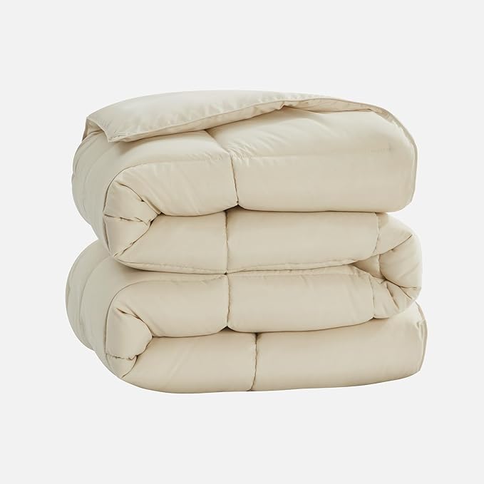 Homelike Moment Twin Comforter Duvet Insert - Beige Down Alternative Bed Comforter Twin Size, Lightweight Bedding Comforters Quilted Soft All Season Beige
