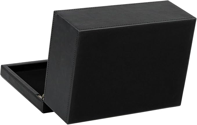 HofferRuffer Faux Leather Decorative Box, Large Wooden Structure Keepsake Box Accessory Organizer Jewelry Organizer with Hinged Lid, Storage Container for Home or Office (Black) - Image 9