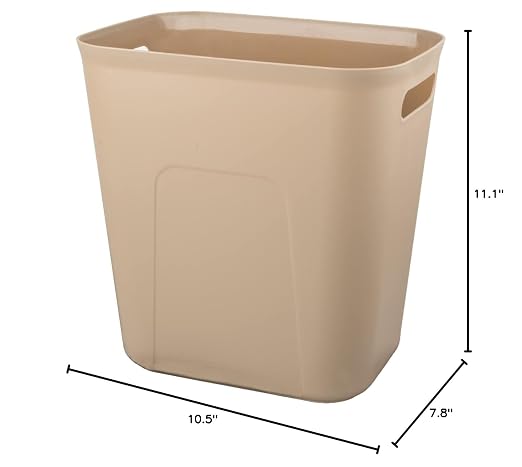 UUJOLY Plastic Small Trash Can Wastebasket, Garbage Container Basket for Bathrooms, Laundry Room, Kitchens, Offices, Kids Rooms, Dorms, 3.5 Gallon, Khaki - Image 7