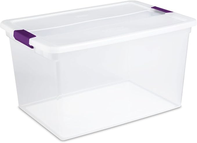 Sterilite 66 Qt ClearView Latch Storage Box, Stackable Bin with Latching Lid, Organize Clothes, Blankets, Items in Closet, Clear Base and Lid, 12-Pack - Image 9