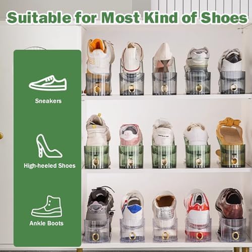 Shoe Slot Organizer,Adjustable Shoe Stacker for a Pair of Shoes,Shoe Holder Space Saver,Double Deck Shoe Riser Shoe Rack,Shoe Organizer for Closet (Clear, 10 Pack) - Image 7