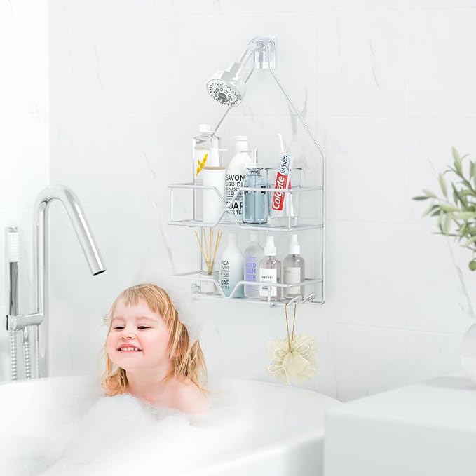 TreeLen Rustproof Shower Caddy, Hanging, Stainless Steel, 4 Hooks, 2 Shelves, Non-Slip - Image 7