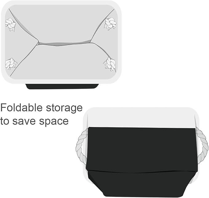 TheWarmHome Storage Basket for Organizing - Large 3 Pack 15.7x11.8x8.3 inch Collapsible Storage Bin for Shelves with Handles Laundry Cube Toy Closet Nursery (Whiet & Black) - Image 7