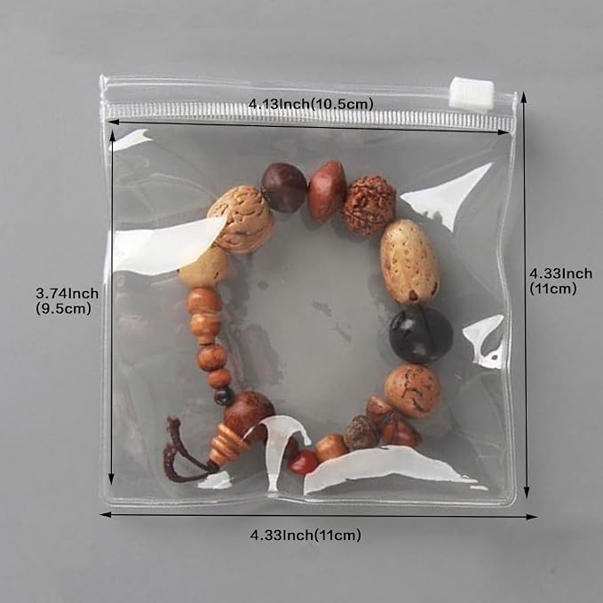 HSLFUAI 50PCS Clear Jewelry Bag, Self Sealing PVC Packaging Zipper Lock Bag, Jewelry Organizer, Small Items Organizer, Resealable Packaging or Storage(11 * 11cm 4.33 * 4.33 inch) - Image 8