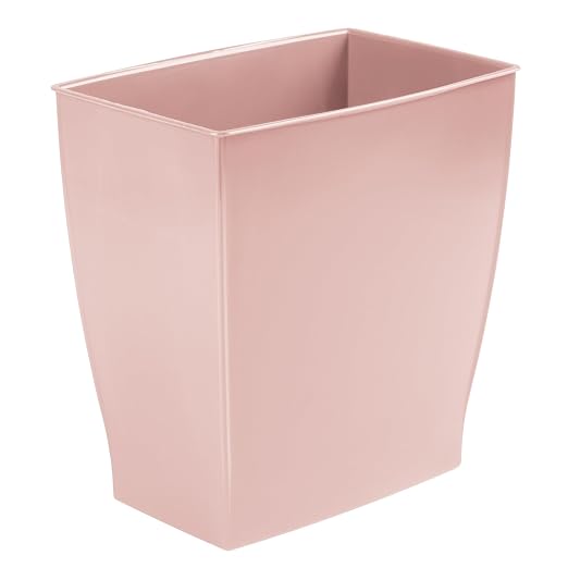 iDesign Small Plastic Bathroom Trash Can, Slim Rectangle Garbage Bin for Bedroom, Office, Dorm, Pink - Image 6