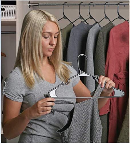 Sharpty Plastic Hangers Clothes Hangers for Clothing, Closet, Coats & Shirts - Notched, Durable & Space Saving - for Everyday Standard Use, Room Essentials & Basics - 50 Pack - Black - Image 9