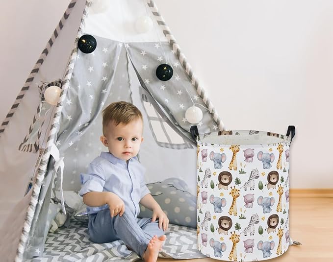 Kids Laundry Basket Animal Hamper for Nursery Boy and Girl Cute Kids Toys Storage Bin Organizer Room Decor for Home(Zoo) - Image 6