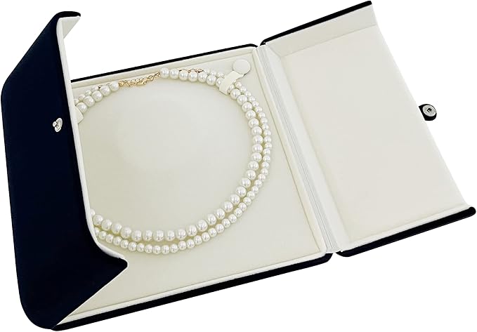 Velvet Jewelry Case for Pearl Necklace Large Velvet Necklace Stoarge Box for Pearl Strands Multi-strand Necklace Storage Box (Jewelry not included) - Image 8