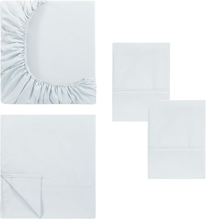 Modern Threads Soft Microfiber Solid Sheets - Luxurious Microfiber Bed Sheets - Includes Flat Sheet, Fitted Sheet with Deep Pockets, & Pillowcases White King