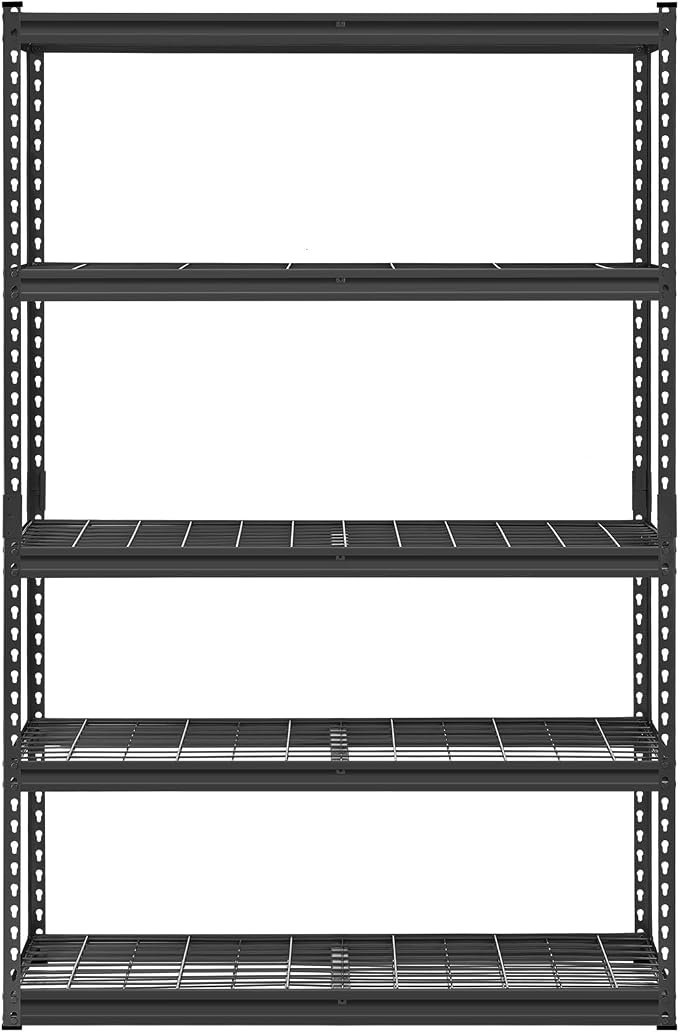 VEVOR Storage Shelves, 2500 lbs, 5 Tier Heavy Duty Garage Shelving, 18" D x 48" W x 72" H Adjustable Metal Shelves for Industrial Shelving Unit Utility Shelf, for Kitchen, Warehouse, Basement, Black - Image 9
