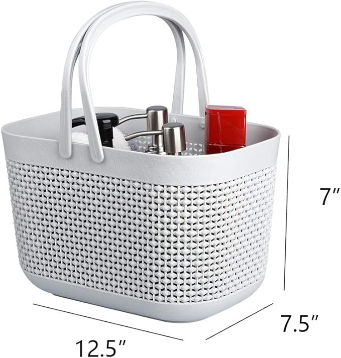 UUJOLY Plastic Organizer Storage Baskets with Handles, Shower Caddy Bins Organizer for Bathroom and kitchen (3 Pack, Grey) - Image 7