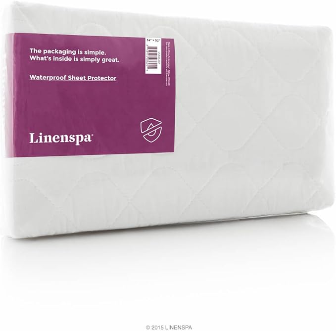Linenspa Waterproof Mattress Pad – 44" x 52" Non Slip Waterproof Sheet and Mattress Protector – Highly Absorbent, Machine Washable, Quilted – Fits Full & Queen, White