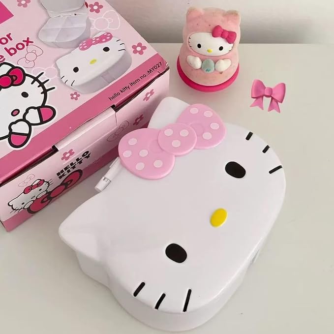 FUAN Kitty jewelry Box Cute Jewelry Anime Kitty Portable Travel Jewelry Case Cartoon Kawaii Jewelry Box For Women Jewelry Charms Kids Jewelry Box Anime Cat Jewelry Case With Mirror - Image 5